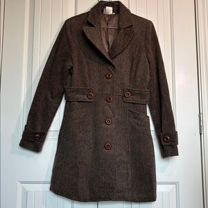 Vintage Brown Long Pea Coat by Available 70s Academia Vibe